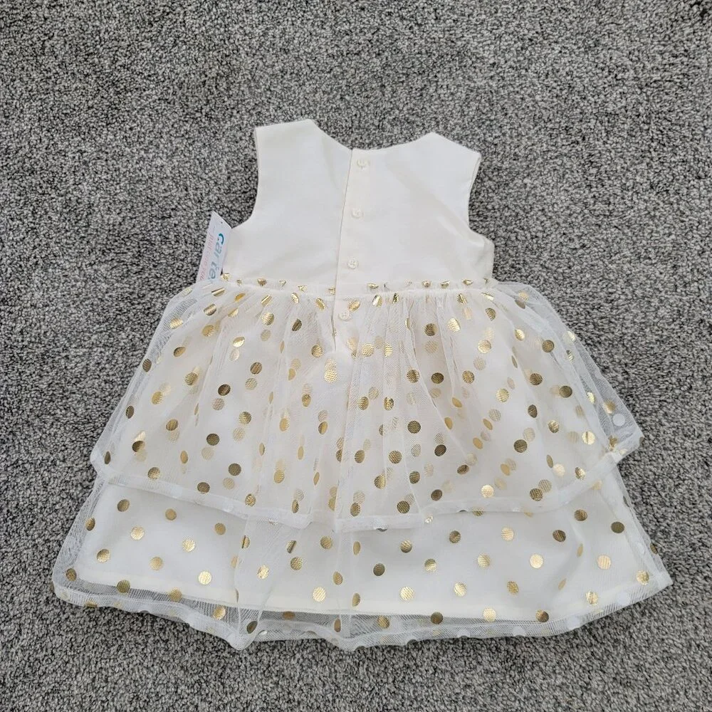 Carter's Baby Girls Off White Dress with Pokeadots 12 Months New with Tag!